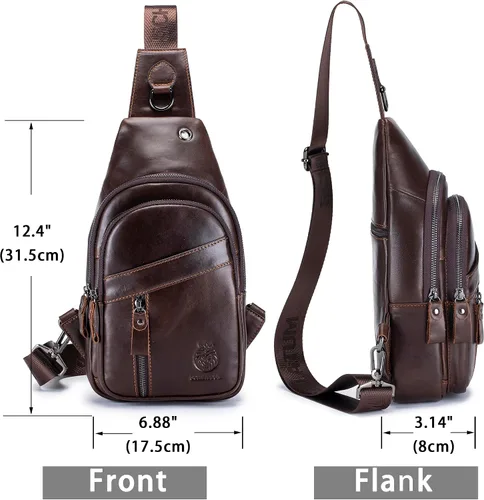 Vista 203 de LUKZIJAES Bolso bandolera de cuero genuino para hombre