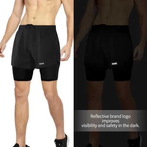 Vista 5 de ARSUXEO - Shorts deportivos para hombre (2 en 1)