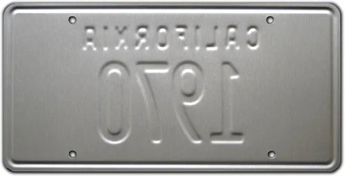 Vista 2 de California Vintage Hot Rod 1970 Placa de matrícula de tocador con estampado de metal