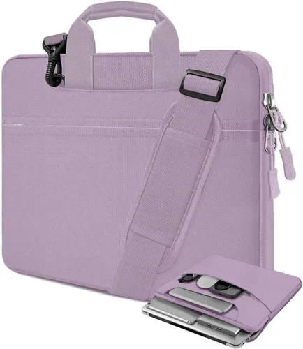 Vista 22 de Funda para laptop de 13.3 pulgadas con correa para el hombro, maletín delgado para computadora con correa compatible con MacBook Air/Pro 13/Pro 14