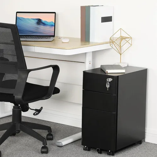 Vista 9 de Yitahome - Armario archivador de metal con 3 cajones para oficina, con llaves, compacto y portátil, gabinete de almacenamiento de oficina prearmado
