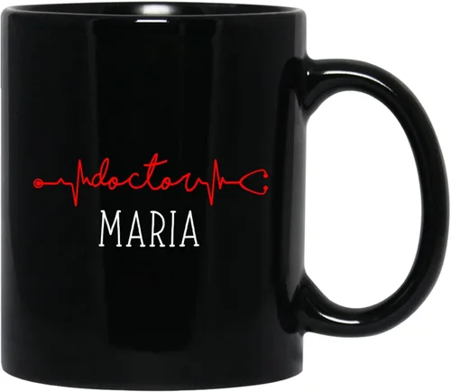 Vista 10 de Taza de café negra personalizada, regalo para agradecimiento al médico, divertida taza de café con texto en inglés "This Is A Doctor's Doctor's 11
