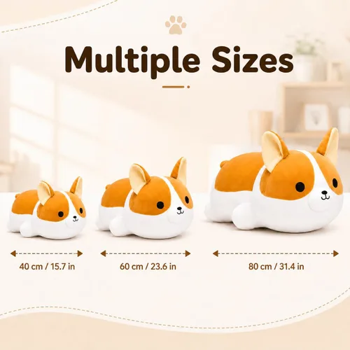 Vista 2 de Corgi - Peluche suave de perro Corgi, lindo Shiba Inu Akita, almohada de felpa para niños y niñas (15.7 pulgadas/15.7 in)