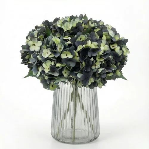 Vista 25 de 5 piezas de flores artificiales falsas, hortensias de seda, 1 arreglos de cabeza de flor, ramos de boda, decoración floral de plástico, centros