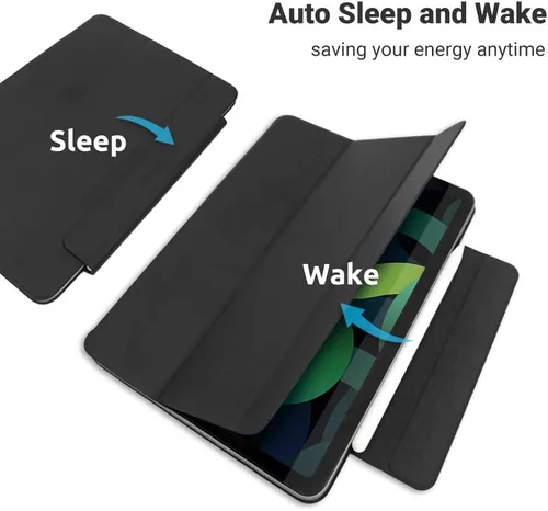 Vista 5 de Funda magnética para iPad para iPad, soporte triple ultra delgado, folio para iPad, compatible con apagado y encendido automático, compatible