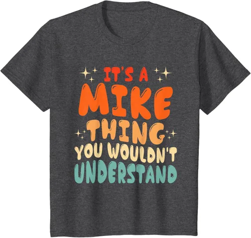 Vista 33 de Camiseta retro de los años 80 con texto en inglés "It's A Mike Thing You Wouldn't Understand", Negro