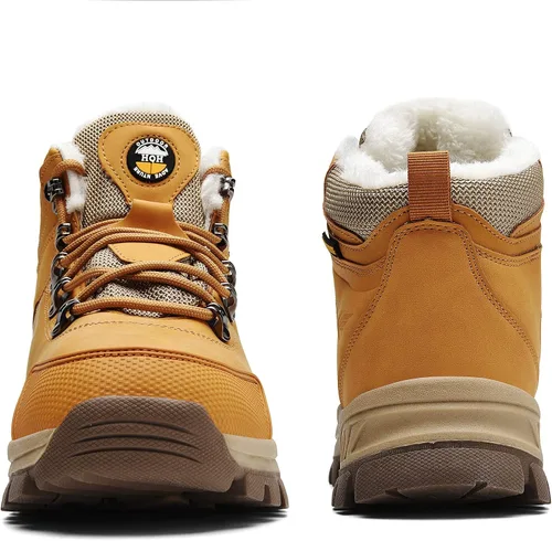 Vista 4 de BEOAPT Botas de senderismo de invierno para hombres y mujeres cálidas y resistentes al agua antideslizantes con forro suave color negro