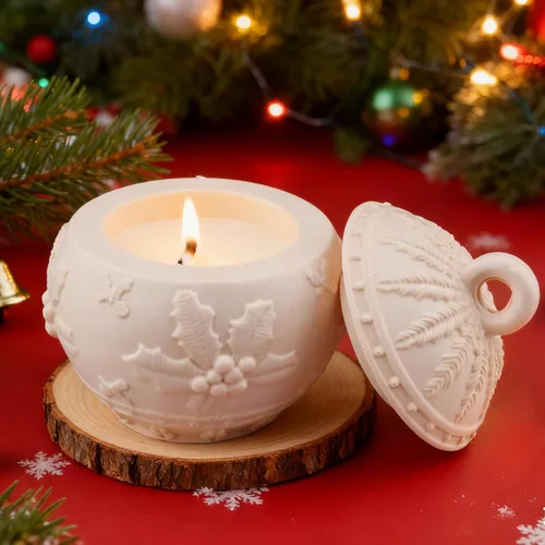 Vista 4 de Molde de resina de tarro de bayas de Navidad de silicona, molde de tarro moldes de resina epoxi de Navidad, moldes de silicona de bayas de bola