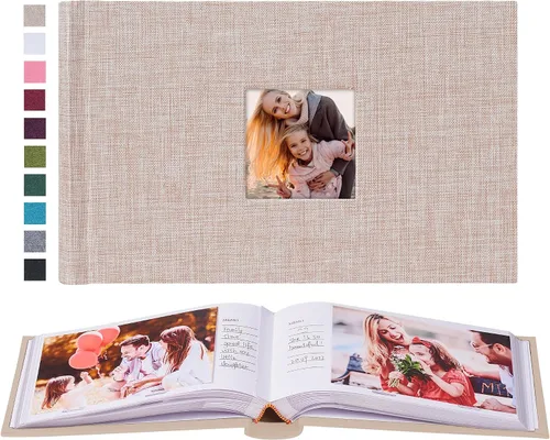 Vista 41 de Mublalbum - Pequeño álbum de fotos 4x6 con cubierta de lino y áreas de notas, libro de fotos con bolsillos verticales para boda, familia, bebé