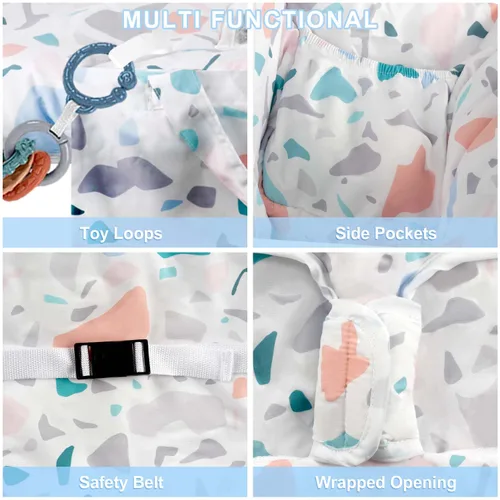 Vista 3 de Funda para carrito de compras para bebé 2 en 1 Funda para silla alta con arnés de seguridad Multifuncional Patrón de manchas blancas Cubiertas