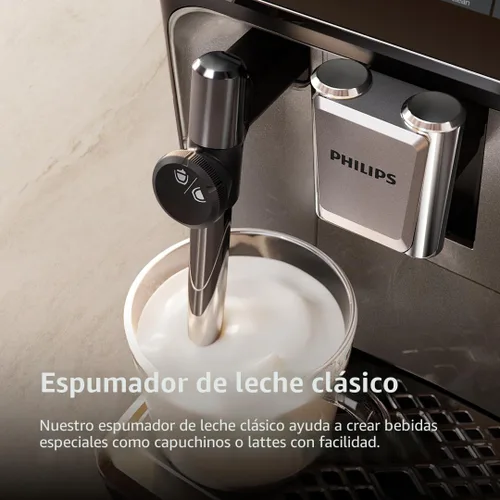 Vista 4 de Philips Máquina de café expreso totalmente automática serie 3300 con espumador de leche integrado y molinillo, 5 preajustes de café caliente