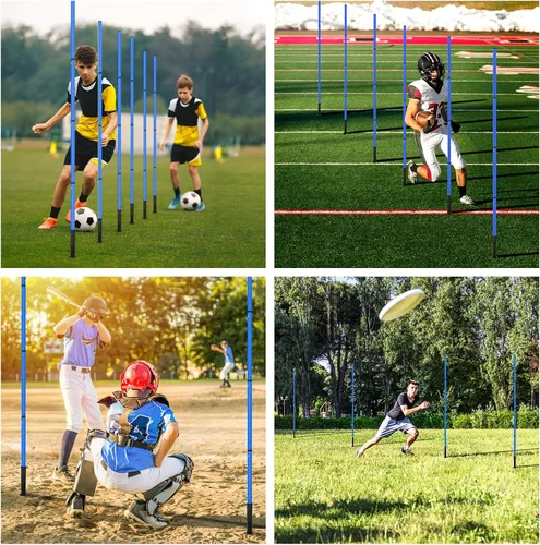 Vista 6 de Equipo de entrenamiento de agilidad de fútbol: 6 postes de agilidad de fútbol, escalera de agilidad de 20 pies, 10 conos de fútbol, 1 cuerda