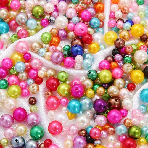 Vista 2 de Cuentas de perlas de 5600 cuentas de satén de plástico de perlas de colores con agujeros para pulseras y fabricación de joyas de 4,5,6,8 in (color)