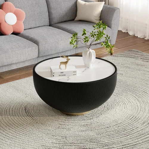 Vista 11 de Mesa de centro moderna, mesa de té central circular de 15.75 pulgadas, mesa de cóctel, mesas de centro redondas cilíndricas para sala de estar