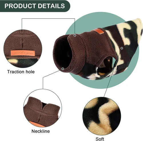 Vista 5 de Suéteres para Perros Pequeños Macho Hembra, Suéter a Cuadros para Cachorros Chaleco de Ropa de Perro de Forro Polar, Suéter Elástico XSmall