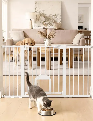 Vista 16 de Babelio - Puerta para bebé mejorada con puerta ajustable para gatos, CatPrivilege, puerta duradera para perros de 29-43 pulgadas con cierre Negro
