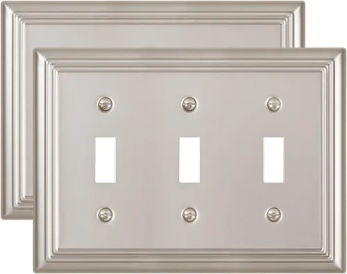 Vista 29 de Switch Plates Outlet Covers, 1-Pack Metal Wall Plate, Black Finish Midsize 1 Toggle 1 Decorator Combo Wall Plate, Ideal for GFCI Outlets, Light