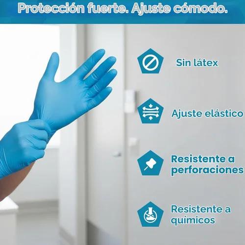 Vista 4 de VOS Guantes desechables Resistente Sin polvo Goma sin látex Caja de 100 unidades Seguro para alimentos