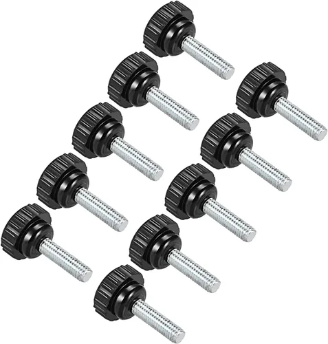 Vista 17 de Perillas de sujeción moleteadas, rosca macho M4 x 0.630 in, cabeza de 0.630 in, pomos de plástico termoestable para tornillo de pulgar negro