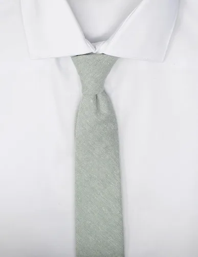 Vista 40 de Corbata delgada de algodón cambray para hombre, estilo desgastado texturizado - 2 1/2 pulgadas de ancho