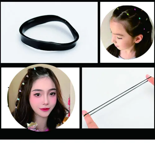 Vista 4 de Juego de 2000 piezas de accesorios para el cabello negro: mini bandas elásticas para cola de caballo, lazos pequeños antideslizantes para niñas