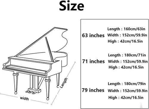 Vista 6 de Funda para piano de cola-elegante aspecto negro, impermeable, a prueba de polvo, protector solar y a prueba de arañazos - Funda para piano de cola