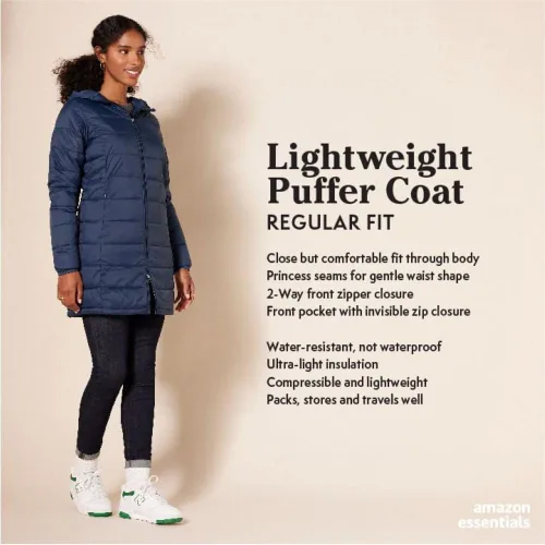 Vista 8 de Amazon Essentials - Abrigo acolchado, ligero y resistente al agua con capucha para mujer, disponible en talla extragrande