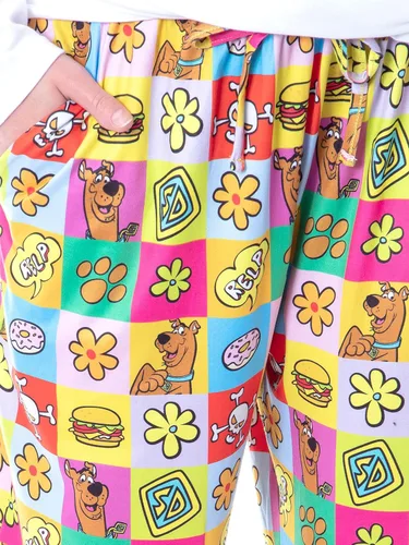 Vista 4 de Scooby-Doo Relp - Pantalones de pijama para mujer, diseño de huellas cuadradas