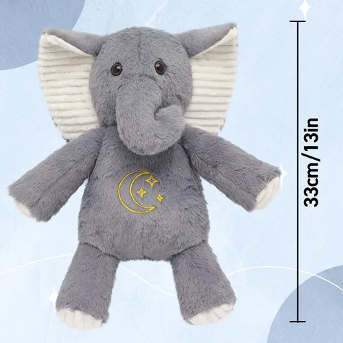 Vista 6 de IUTOYYE Elefante de peluche que respira con luz y sonido, juguete de elefante relajante, muñeco de peluche para niños