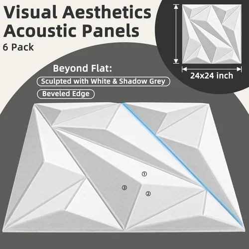 Vista 11 de Art3dwallpanels Paneles acústicos de 24 x 24 pulgadas, paquete de 6 paneles de pared insonorizados que amortiguan el sonido, paneles absorbentes