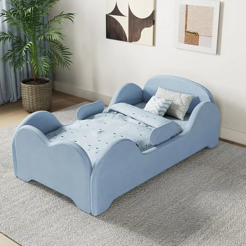 Vista 11 de allamazing Cama Infantil, Cama Infantil Anti-Inundación con Protección Extra Amplia, Camas Pequeñas de Tamaño de Cuna Estándar para Niños, Tela