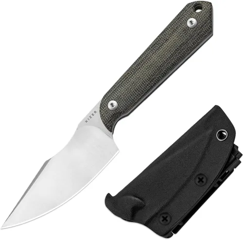 Vista 8 de Kizer Mini Harpoon Cuchillo de hoja fija con funda, cuchillo de caza de hoja de 3 V con mango de micarta, cuchillos pequeños EDC de hoja fija