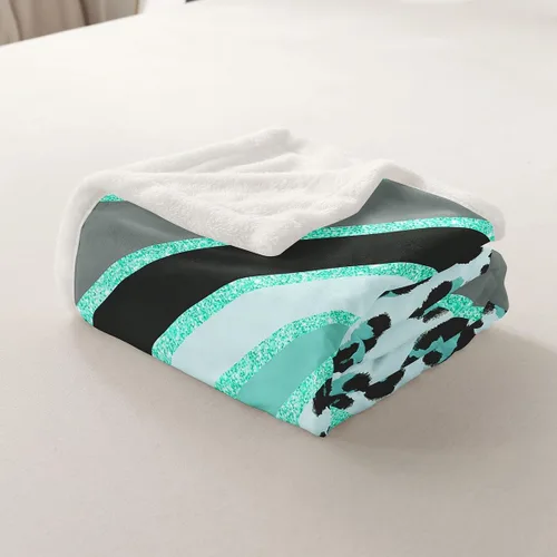 Vista 4 de Homewish Abstract Leopard Kids Throw Blanket,Cheetah Skin Wild Animals Bed Blanket for Girls Boys Women,Geometric Stripes Fashion Fleece