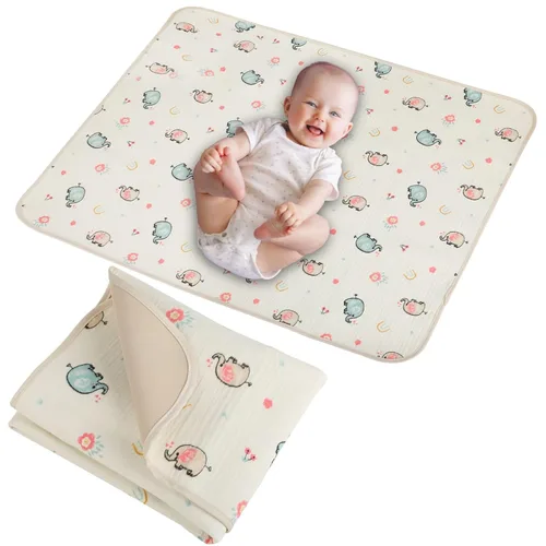 Vista 8 de Cambiador de pañales para bebé, 19.7"x25.6" forros impermeables para cambiador con parte superior frontal de algodón 100% muselina y parte trasera