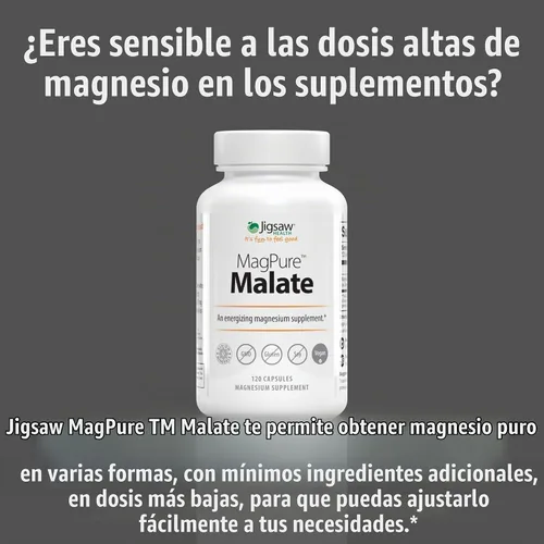 Vista 4 de Jigsaw Health MagPure Malato, Cápsulas de Magnesio Premium, 120 Cápsulas