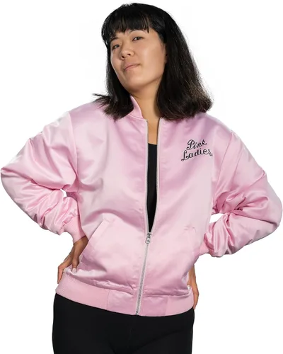 Vista 3 de Mad Engine Grease - Chaqueta de disfraz rosa para mujer, disfraz de los años 50, disfraz de Halloween para mujer