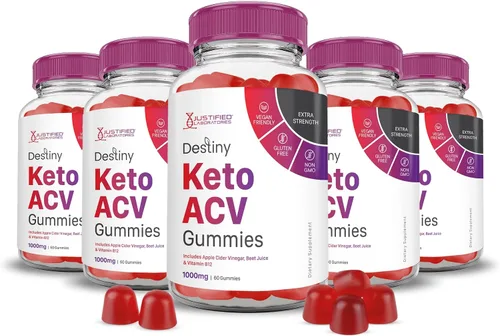 Vista 7 de Justified Laboratories Destiny Keto ACV Gummies (1000 mg) – 60 unidades – Formuladas con vinagre de sidra de manzana, folato y vitamina B12 – Sin