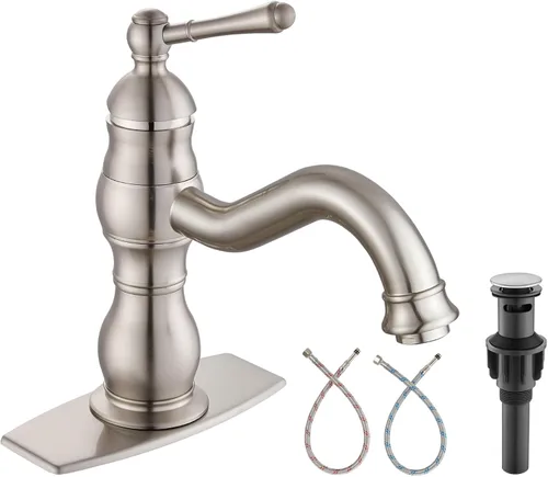 Vista 15 de Heyalan - Grifo para lavabo de baño, alcance de boquilla corta, 5.51 pulgadas, latón antiguo