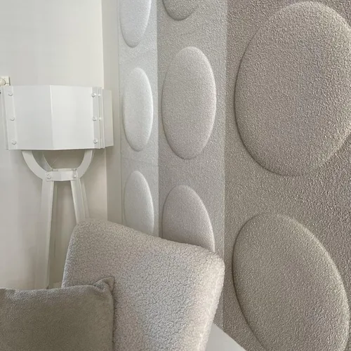 Vista 4 de Paneles acústicos 3D de pared, paquete de 12 paneles acústicos de arte circular de 12 x 12 pulgadas para decoración de pared interior, paneles