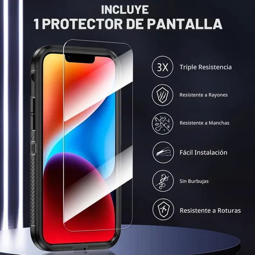 Vista 5 de Funda magnética para iPhone 13/iPhone 14 [compatible con Magsafe] [protector de pantalla de vidrio] [protección de grado militar de doble capa]