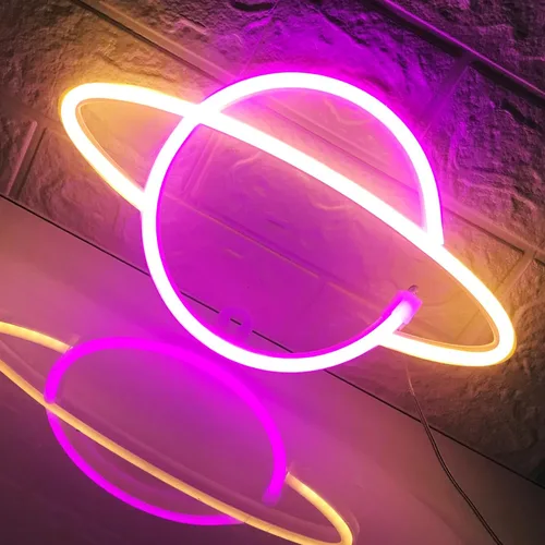Vista 26 de Letrero de neón para decoración de pared, estético, amarillo, para dormitorio, USB/3-AA, funciona con pilas, luz nocturna para decoración de luz