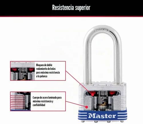 Vista 6 de Master Lock 3DLF- Candado de argolla larga, con 1-1/2 pulgadas. Argolla