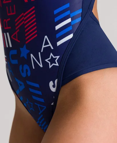 Vista 5 de ARENA Women's Blue USA Superfly Back MaxLife One Piece Swimsuit