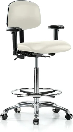 Vista 38 de PERCH - Silla giratoria con ruedas para alfombra o linóleo, cromado, Textil, Tela negra