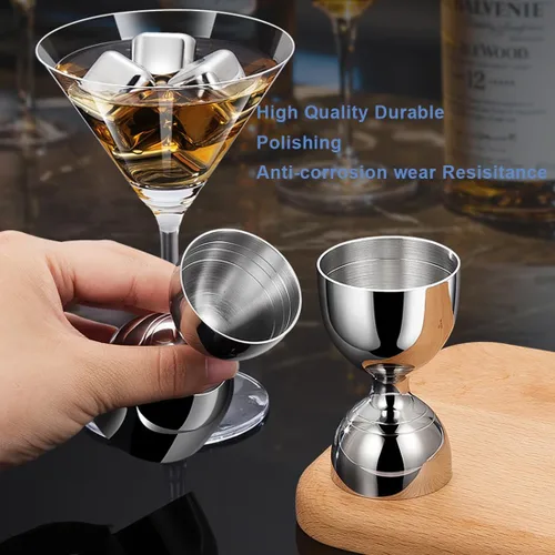Vista 7 de Bell - Jigger de cóctel con marcas de medición (1 oz, 2 onzas) y cuchara mezcladora, juego de camarero