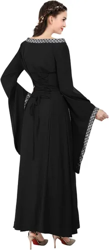 Vista 130 de Kranchungel - Vestidos renacentistas de estilo medieval/irlandés/campesino para mujer; disfraz de hada, para bailes