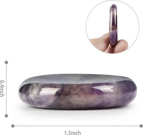 Vista 5 de Artistone Cristal de amatista para el pulgar, cristales curativos tallados, piedras de palma de bolsillo para ansiedad, alivio del estrés, meditación