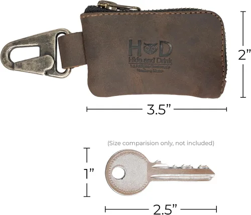 Vista 6 de Hide & Drink, Llavero de coche y monedero para cinturón hecho a mano de cuero de grano completo - Bourbon Brown