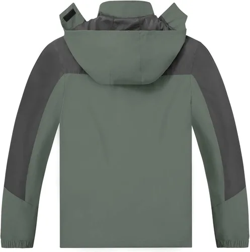 Vista 2 de TEZO Chaqueta impermeable para hombre, con capucha, rompevientos ligera