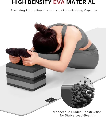 Vista 4 de HAPBEAR Yoga Blocks 2 Pack - 9x6x3in High-Density EVA Foam with Non-Slip Textured Surface, Supportive for Deep Stretching & Lightweight - Ideal for